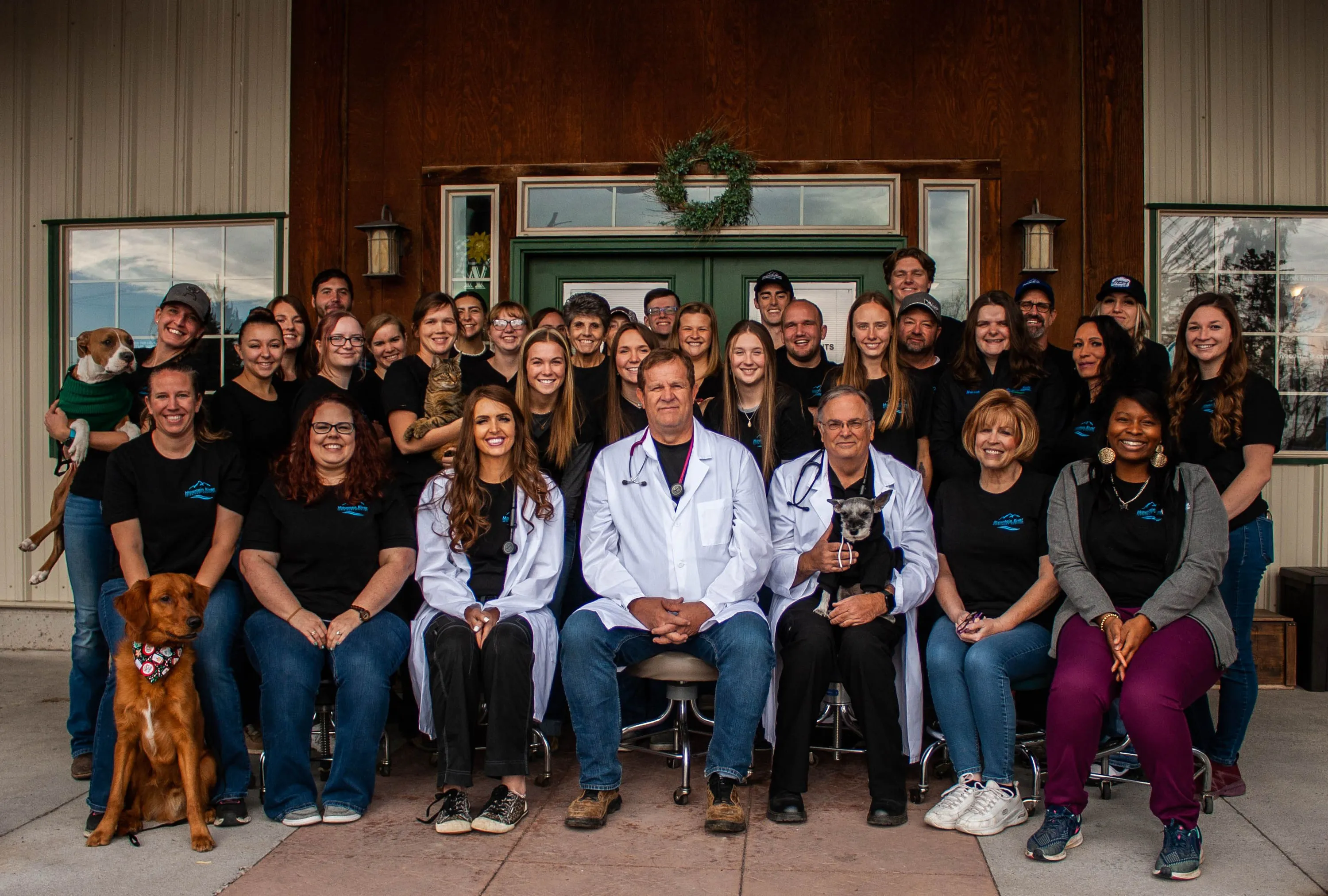 Mountain River Veterinary Hospital team — equine, bovine, and small-animal care in Rigby, Idaho